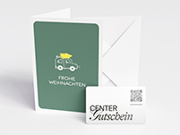 Grußkarte in grün, Motiv Weihnachten