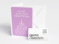 Grußkarte in lila, Motiv Geburtstag