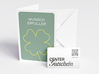 Grußkarte in grün, Motiv Wunscherfüller